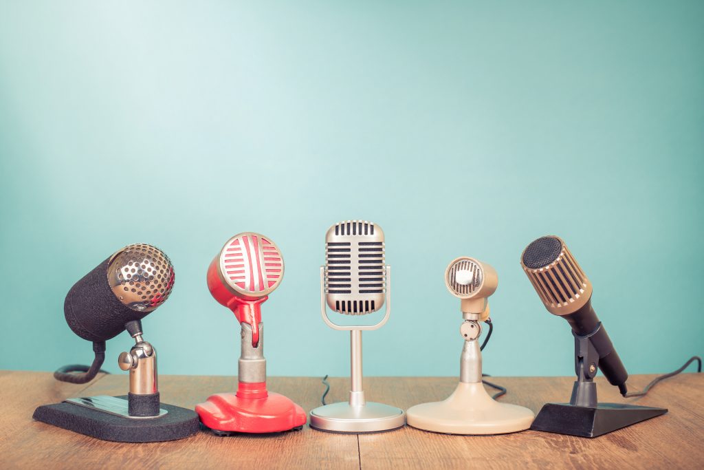 An image of microphones for our FAQ on What’s the Best Degree Path to Becoming an Announcer