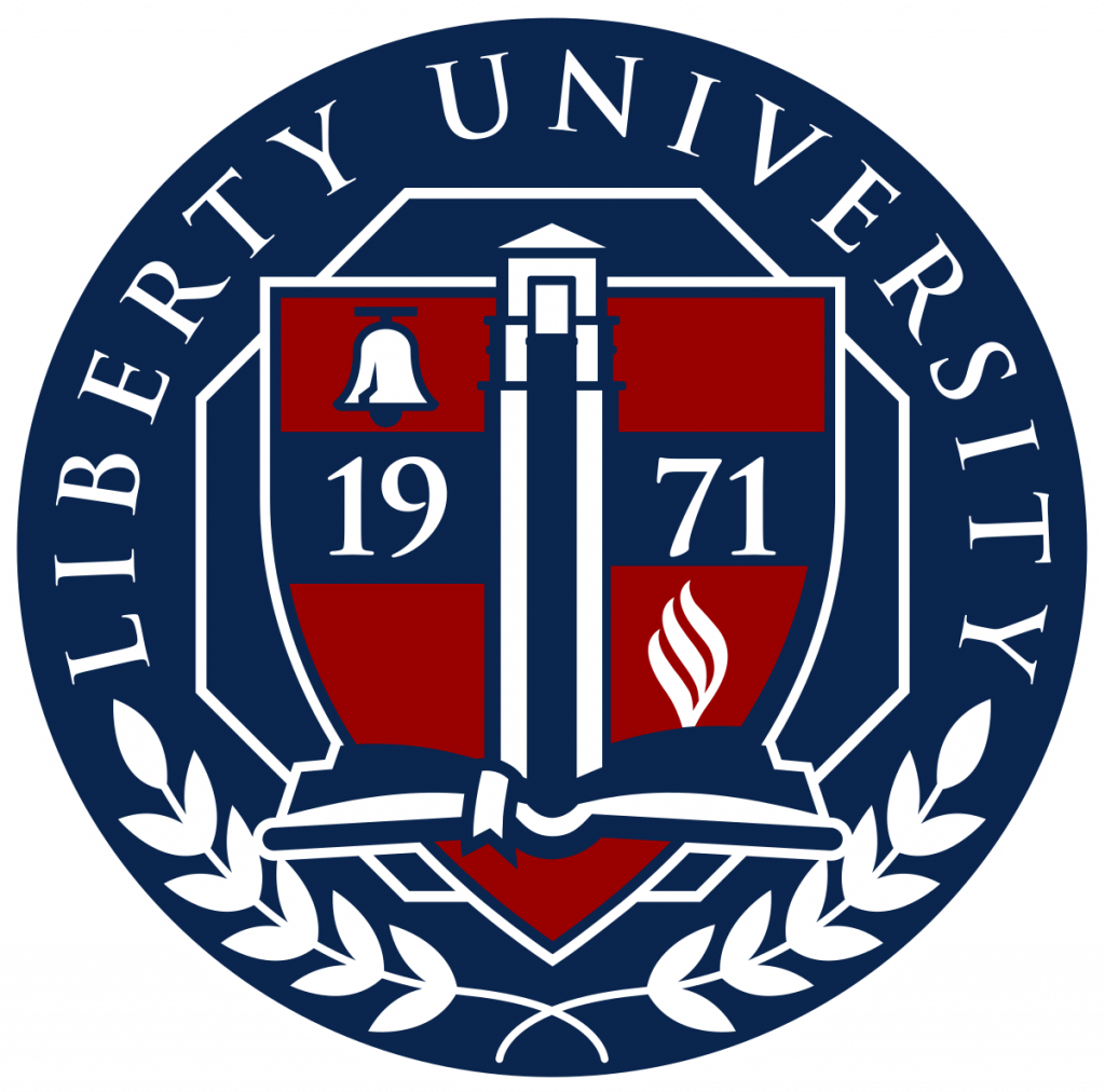 A logo of Liberty University for our ranking of 30 cheapest online criminal justice programs