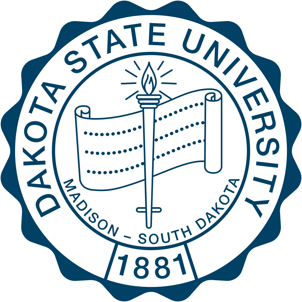 A logo of Dakota State University for our school profile
